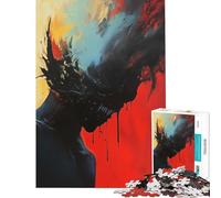 Puzzle de 1000 pièces pour Adolescents Motif Abstrait Noir et Rouge Jeu éducatif et Stimulant idéal pour se détendre en Famille ou comme Cadeau d'anniversaire (Dimensions 38x52cm)