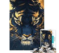 Puzzle de 1000 pièces pour Adolescents Motif Abstrait Tigre doré Jeu de Construction et d'assemblage pour Les Amis et la Famille (Dimensions 38x52cm)