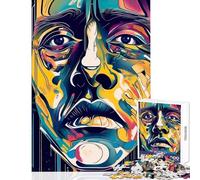 Puzzle de 1000 pièces pour Adolescents Motif Abstrait Visage Triste Décoration intérieure Jouet Jeu Familial Interaction Parent-Enfant Dimensions 38x52cm