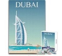 Puzzle de 1000 pièces pour Adolescents, Motif Affiche de Voyage à Dubaï, Design Magnifique, Jeu Difficile et Stimulant, Cadeau d'anniversaire, Dimensions 50x75cm