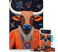 Puzzle de 1000 pièces pour Adolescents, Motif Animal Tribal Taureau, Jeu de Concentration et de Loisirs, décoration Murale de Noël (38x52cm)