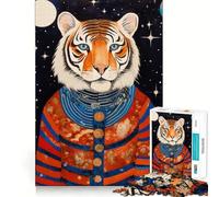 Puzzle de 1000 pièces pour Adolescents, Motif Animal Tribal, Tigre, découpe Nette, Jeu cognitif Amusant, Divertissement pour Les Temps Morts, décoration de Noël pour la Maison (50x75cm)