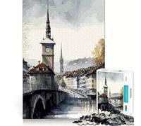 Puzzle de 1000 pièces pour Adolescents,Motif Aquarelle de Berne,Jeu d'articulation Parfait,Cadeau de Jeu cognitif et Relaxant,activité Amusante pour Un Anniversaire (38x26cm)