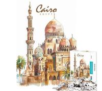 Puzzle de 1000 pièces pour Adolescents Motif Aquarelle de la Ville du Caire Jeu Anti-Stress Stimulant et décoratif à partir de 14 Ans (38x26cm)