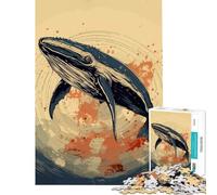 Puzzle de 1000 pièces pour Adolescents Motif Baleine rétro Ambiance Japonaise Difficile et Stimulant décoration Murale Jouet à Monter soi-même à partir de 14 Ans (38x26cm)