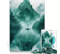Puzzle de 1000 pièces pour Adolescents,Motif Bateau et Montagne,Style Asiatique,Mini,Bords précis,Jeu de logique,Moment de détente et de Divertissement,Cadeau Artistique de Noël (50x75cm)