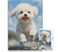 Puzzle de 1000 pièces pour Adolescents - Motif Bichon Frisé - Jeu Difficile et Artistique - Format 50x75cm