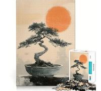Puzzle de 1000 pièces pour Adolescents, Motif bonsaï Japonais Traditionnel et Soleil, Jeu aux Bords Nets, Casse-tête cognitif, Jeu d'inactivité, décoration de Noël, Cadeau (38x52cm)