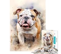 Puzzle de 1000 pièces pour Adolescents Motif Bouledogue Aquarelle Jeu Amusant et addictif pour développer la Patience pour Femmes et Hommes (38x52cm)