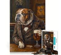 Puzzle de 1000 pièces pour Adolescents,Motif Bouledogue et pub Irlandais,découpe serrée,Amusant,créatif,pour se détendre et s'amuser,Cadeau Artistique de Noël (38x26cm)