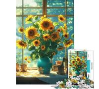 Puzzle de 1000 pièces pour Adolescents Motif Bouquet de tournesols et maisonnette Jeu Familial pour Adultes idéal pour améliorer la mémoire et comme Cadeau (Taille 38x52cm)