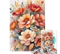 Puzzle de 1000 pièces pour Adolescents Motif Bouquet Floral Aquarelle défi éducatif décoration Murale Jeux relaxants pour Les 14 Ans et Plus (50x75cm)