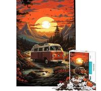 Puzzle de 1000 pièces pour Adolescents Motif Bus VW rétro Balade en Montagne défi éducatif décoration intérieure Jeu éducatif à partir de 14 Ans (38x52cm)