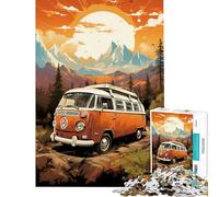 Puzzle de 1000 pièces pour Adolescents Motif Bus VW rétro Balade en Montagne Difficile et Stimulant Cadeau pour Femmes Jeu Amusant à partir de 14 Ans 50x75cm