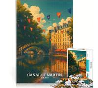 Puzzle de 1000 pièces pour Adolescents Motif Canal Saint-Martin à Paris Jeu Impossible à Assembler Cadeau et Jouet idéal 38x26cm