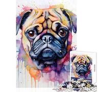 Puzzle de 1000 pièces pour Adolescents Motif Carlin Aquarelle Jeu à Monter soi-même Idée Cadeau Activité Manuelle Amusante à Faire à la Maison Dimensions 38x52cm