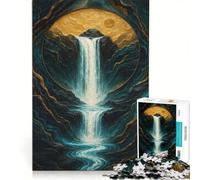 Puzzle de 1000 pièces pour Adolescents Motif Cascade dans Un Cercle doré Jeu éducatif décoration Murale idéal comme Cadeau 50x75cm