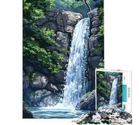 Puzzle de 1000 pièces pour Adolescents Motif Cascade dans Une forêt luxuriante pour stimuler Le Cerveau Jeu d'assemblage décoration Murale à partir de 14 Ans 38x52cm