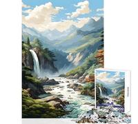 Puzzle de 1000 pièces pour Adolescents Motif Cascades et paysages à Peindre Jeu éducatif Cadeau d'anniversaire Jeu Amusant activités à la Maison Dimensions 38x52cm