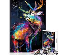 Puzzle de 1000 pièces pour Adolescents Motif cerf à Peindre soi-même Jeu Pratique et Amusant idéal pour renforcer Les Liens Entre Couples Dimensions 50x75cm