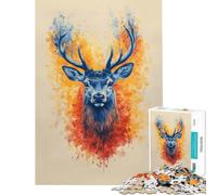 Puzzle de 1000 pièces pour Adolescents Motif cerf Bleu Aquarelle Jouet éducatif Jeu Impossible Cadeau Amusant pour Toute la Famille ou pour Un Anniversaire (Taille 75x50cm)