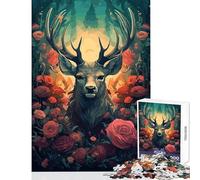 Puzzle de 1000 pièces pour Adolescents Motif cerf psychédélique Jeu Anti-Stress Idée Cadeau pour Un Père Noël Secret Jeux relaxants Renforce l'amour de Couple Dimensions 50x75cm