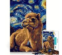 Puzzle de 1000 pièces pour Adolescents,Motif Chameau dans Un décor de Nuit étoilée,Bords Nets,Jeu de réflexion,Jouet d'éveil,Cadeau de Noël (38x26cm)