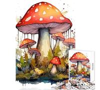 Puzzle de 1000 pièces pour Adolescents Motif Champignons Aquarelle décoration intérieure Jouet idée Cadeau Jeu de réflexion avec Poster et fiche de Questions Assortis Format 38x26cm