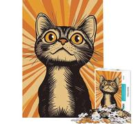 Puzzle de 1000 pièces pour Adolescents Motif Chat Curieux rétro activité ludique à la Maison Jouet éducatif pour Les 14 Ans et Plus (38x52cm)