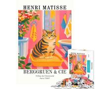 Puzzle de 1000 pièces pour Adolescents Motif Chat d'Henri Matisse Jouet addictif pour cultiver la Patience Casse-tête décoration Parfaite Cadeau Amusant (38x52cm)