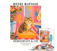 Puzzle de 1000 pièces pour Adolescents Motif Chat d'Henri Matisse Jouet éducatif et ludique pour Toute la Famille décoration Murale Cadeau pour Femmes et Hommes (38x26cm)