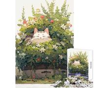 Puzzle de 1000 pièces pour Adolescents Motif Chat et Fleurs idéal pour Les Amoureux Jeu éducatif 38x26cm Un Cadeau Parfait pour renforcer Les Liens au Sein du Couple