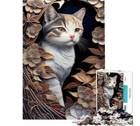 Puzzle de 1000 pièces pour Adolescents Motif Chat Japonais et Fleurs idéal pour Un Anniversaire ou Noël Jeu Impossible à Commencer par 14 Ans (38x52cm)