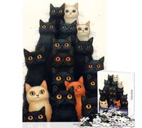 Puzzle de 1000 pièces pour Adolescents Motif Chat Jeu éducatif Cadeau d'anniversaire avec Poster et fiche de Questions-réponses Assortis Dimensions 38x26cm