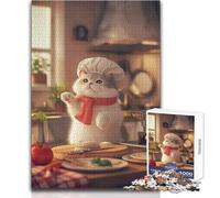 Puzzle de 1000 pièces pour Adolescents, Motif Chat Mignon et Chef Cuisinier, Jeu de Puzzle Unique et Stimulant, Cadeau pour Femmes, œuvre d'art, Dimensions:38x52cm