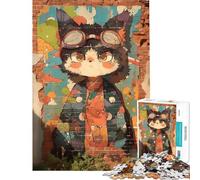 Puzzle de 1000 pièces pour Adolescents Motif Chat Mural avec Lunettes défi à relever Cadeau d'anniversaire décoration intérieure Jouet pour Les 14 Ans et Plus (50x75cm)