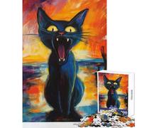 Puzzle de 1000 pièces pour Adolescents Motif Chat Qui hurle Jeu éducatif et Jeu Familial Parfait pour décorer Un Bureau Dimensions 50x75cm