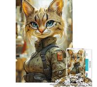 Puzzle de 1000 pièces pour Adolescents Motif Chat Soldat Art numérique Difficile et Stimulant Cadeau pour Femmes Jeu Amusant à partir de 14 Ans 50x75cm