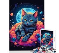 Puzzle de 1000 pièces pour Adolescents Motif Chaton Bleu Russe à Monter soi-même Un pour s'amuser et se détendre à la Maison Dimensions 50x75cm