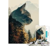 Puzzle de 1000 pièces pour Adolescents Motif Chaton et Silhouette Difficile et Stimulant Jeu d'analyse et de logique à partir de 14 Ans (50x75cm)