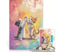 Puzzle de 1000 pièces pour Adolescents Motif Chatons se tapant dans la Main à Peindre Jouet à Monter soi-même défi à relever Cadeau d'anniversaire ou de Voyage 38x26cm