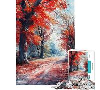 Puzzle de 1000 pièces pour Adolescents Motif Chemin Flamboyant d'automne Puzzle décoratif Mural Cadeau Anti-Stress (Taille 38x26cm)