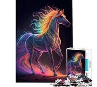 Puzzle de 1000 pièces pour Adolescents Motif Cheval Arc-en-Ciel Art numérique Jeu Stimulant et éducatif améliore la mémoire Cadeau de Père Noël Secret (Taille 75x50cm)