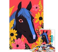 Puzzle de 1000 pièces pour Adolescents Motif Cheval et Fleurs pour des activités Amusantes à la Maison Un Jeu Relaxant pour améliorer la mémoire adapté aux Personnes de 14 Ans et Plus (50x75cm)