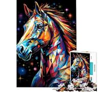 Puzzle de 1000 pièces pour Adolescents Motif Cheval géométrique Difficile et Stimulant décoration intérieure Jeu Relaxant pour Les 14 Ans et Plus 38x26cm