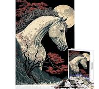 Puzzle de 1000 pièces pour Adolescents Motif Cheval Ukiyo-e estampe Japonaise et Chinoise Jeu Familial Cadeau d'anniversaire Apprentissage et éducation (50x75cm)
