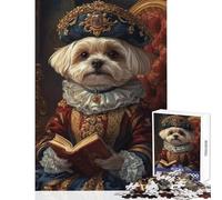 Puzzle de 1000 pièces pour Adolescents Motif Chien Maltais inspiré de la Renaissance décoration intérieure Jouet Cadeau d'anniversaire Jeu Relaxant Collection d'artistes Format 50x75cm