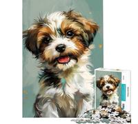 Puzzle de 1000 pièces pour Adolescents Motif Chiot Abstrait Mignon Jeu intellectuel et éducatif Anti-Stress Cadeau d'anniversaire (Dimensions 50x75cm)