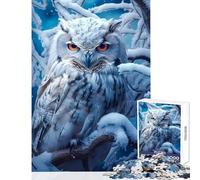Puzzle de 1000 pièces pour Adolescents Motif Chouette Blanche perchée dans la Neige décoration Jouet Cadeau d'anniversaire Jeu éducatif et Amusant à la Maison Dimensions 38x26cm