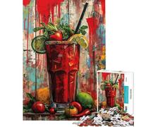 Puzzle de 1000 pièces pour Adolescents Motif Cocktail Bloody Mary décoration de Bar colorée Puzzle pour Adultes Jeu Relaxant Anti-Stress pour Les Gamers (Taille 50x75cm)